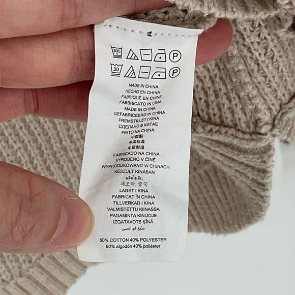 Michael Michael Kors Waffle Knit Long Sleeve Turtleneck Sweater Tan Women Small - Picture 5 of 6